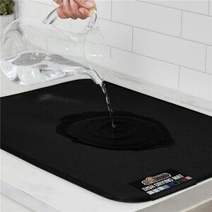 black microfiber dish drying mat absorbent quick dry kitchen counter pad 16x18